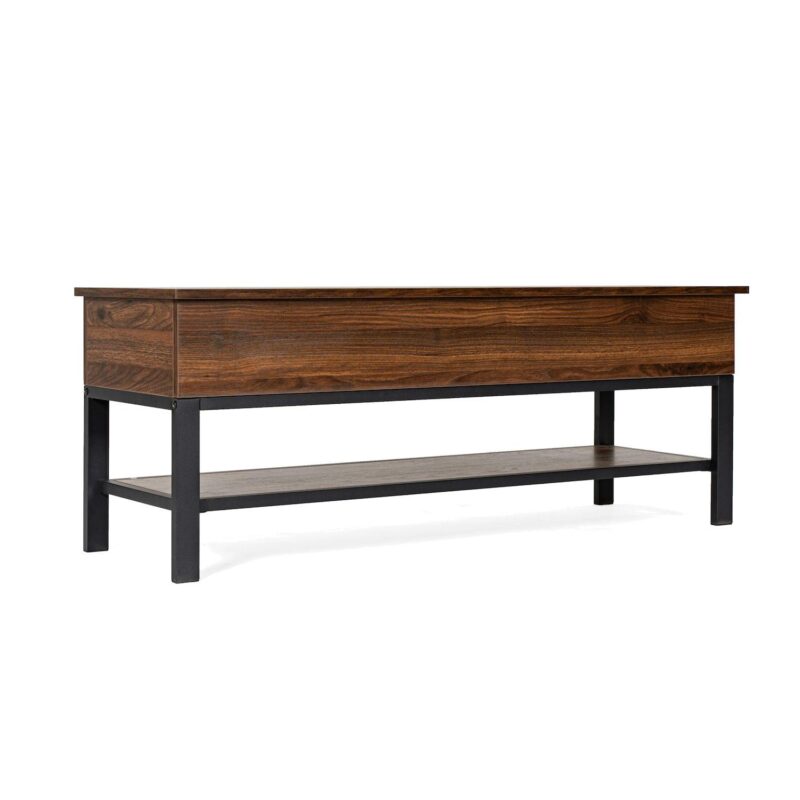 Merrick Lane Green River Rustic Farmhouse Entryway Bench with Bottom Storage Shelf - Image 7
