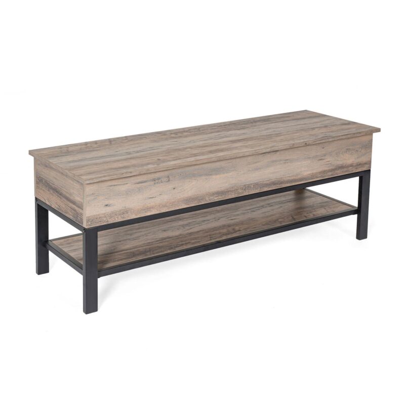 Merrick Lane Green River Rustic Farmhouse Entryway Bench with Bottom Storage Shelf - Image 6