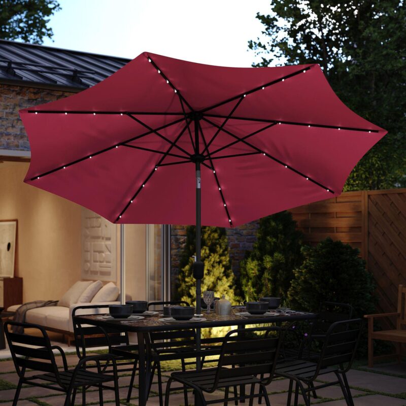 Merrick Lane Led Light Solar Patio Umbrella With Crank And Tilt Functions - Image 3