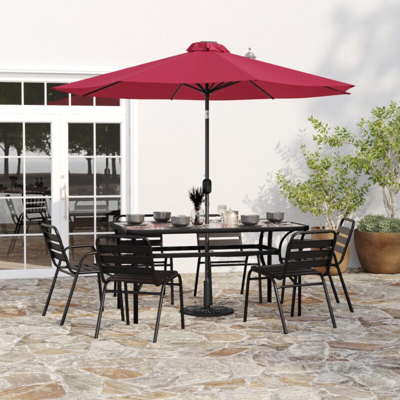 Merrick Lane Led Light Solar Patio Umbrella With Crank And Tilt Functions - Image 2