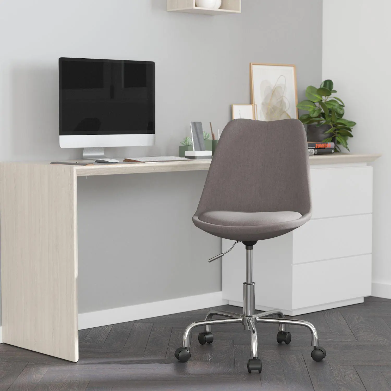 Merrick Lane Marilyn Swivel Office Chair with Height Adjustable Swivel Seat in Stylish Pink Fabric Upholstery 2 Merrick Lane Marilyn Swivel Office Chair with Height Adjustable Swivel Seat in Stylish Pink Fabric Upholstery - Image 2