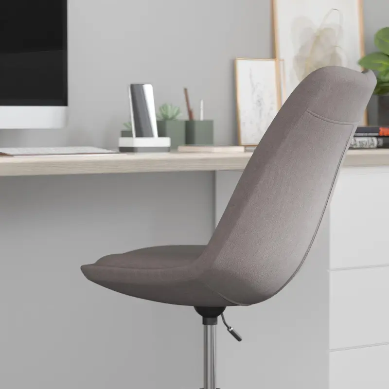 Merrick Lane Marilyn Swivel Office Chair with Height Adjustable Swivel Seat in Stylish Pink Fabric Upholstery - Image 3