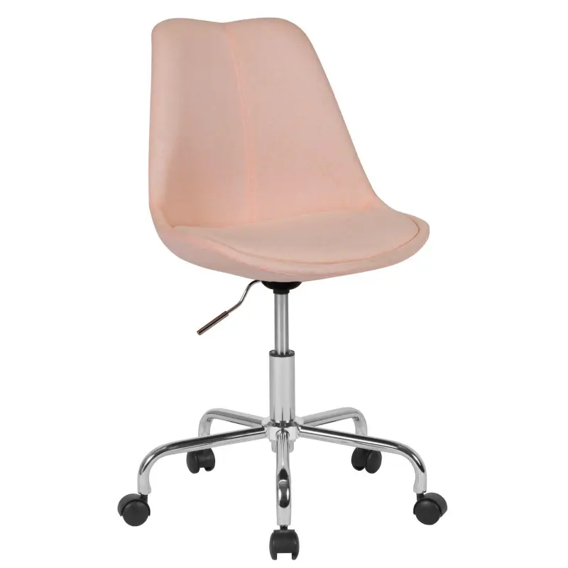 Merrick Lane Marilyn Swivel Office Chair with Height Adjustable Swivel Seat in Stylish Pink Fabric Upholstery - Image 8