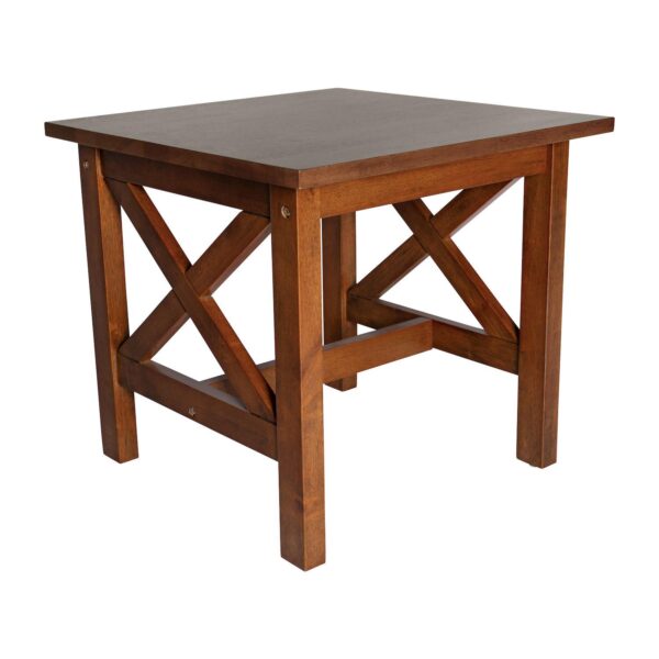 Merrick Lane Matty Rustic End Table, Farmhouse Style Solid Wood Accent Table