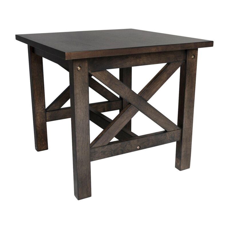 Merrick Lane Matty Rustic End Table, Farmhouse Style Solid Wood Accent Table - Image 7