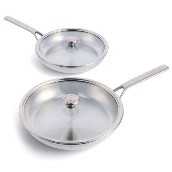 Merten and Storck Stainless Steel 10  and 12  Frypan and Lid Sets