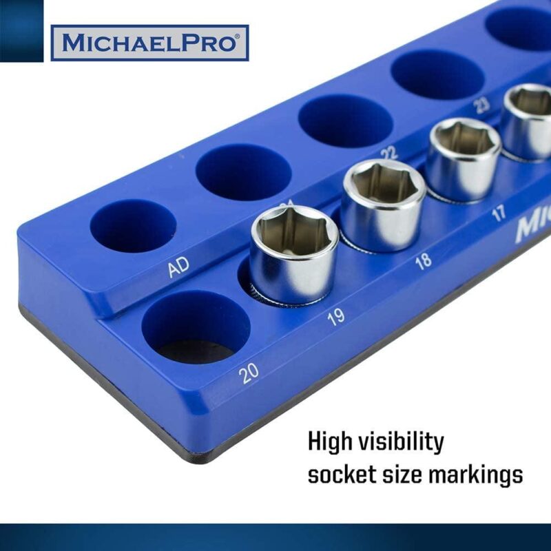 MichaelPro MP014002 3-PC Magnetic Socket Organizer - 1/4, 3/8, and 1/2-Inch Drive Magnetic Socket Holder Kit, Professional Grade Socket Organizers for Toolboxes/Cabinets - Metric - Image 5