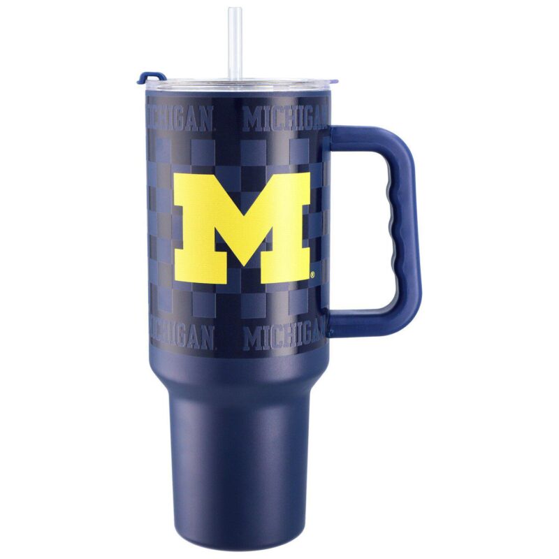 Michigan Wolverines 40oz. Checkered Stainless Steel Tumbler - Image 3