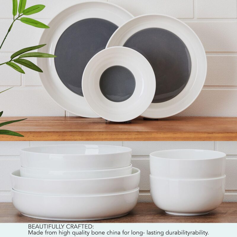 Mikasa Austyn Grey 9-Piece Dinnerware Bowl Set - Image 4