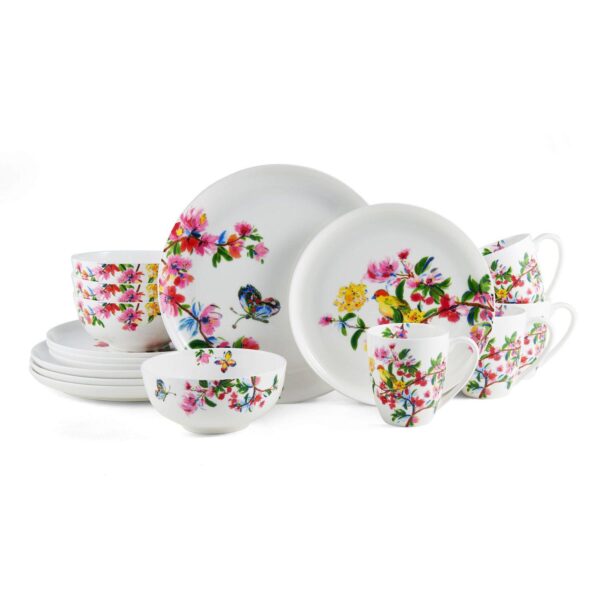 Mikasa Butterfly Garden 16-Piece Bone China Dinnerware Set