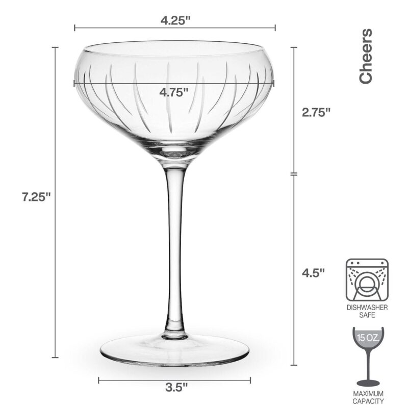 Mikasa Cheers 4 pc Coupe Cocktail Glasses Set - Image 4