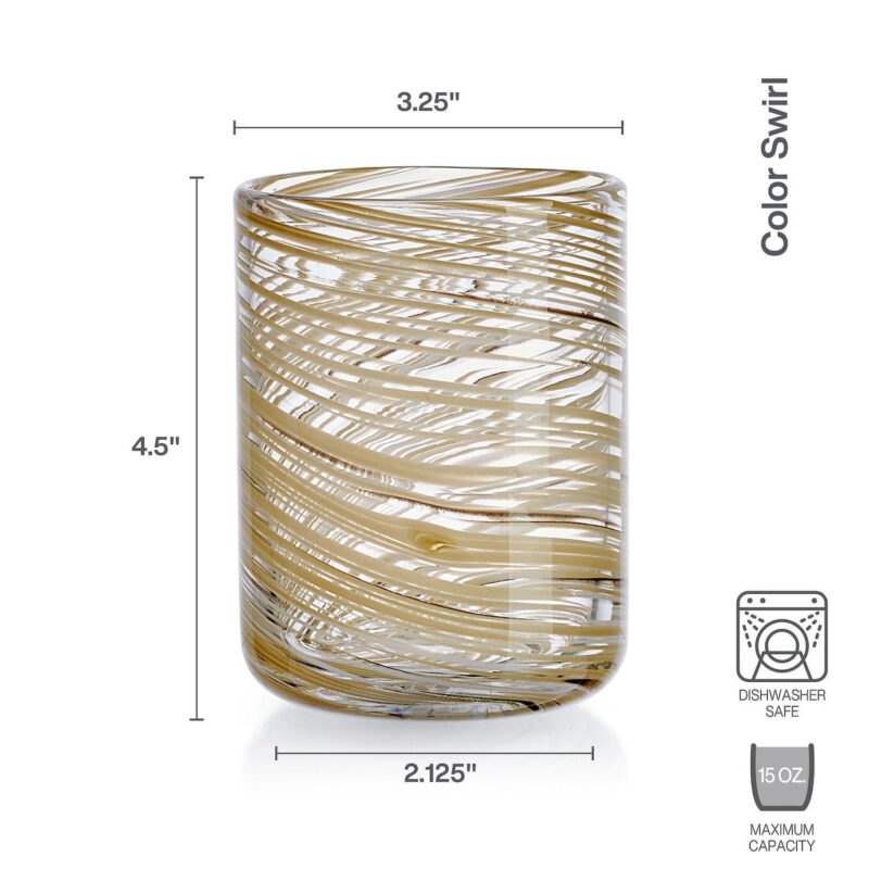 Mikasa Color Swirl 4 pc Honey Double Old Fashioned Glass Set - Image 4