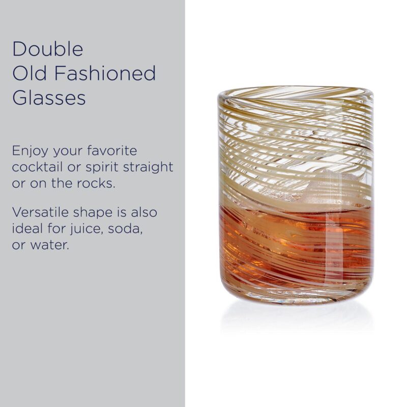 Mikasa Color Swirl 4 pc Honey Double Old Fashioned Glass Set - Image 3