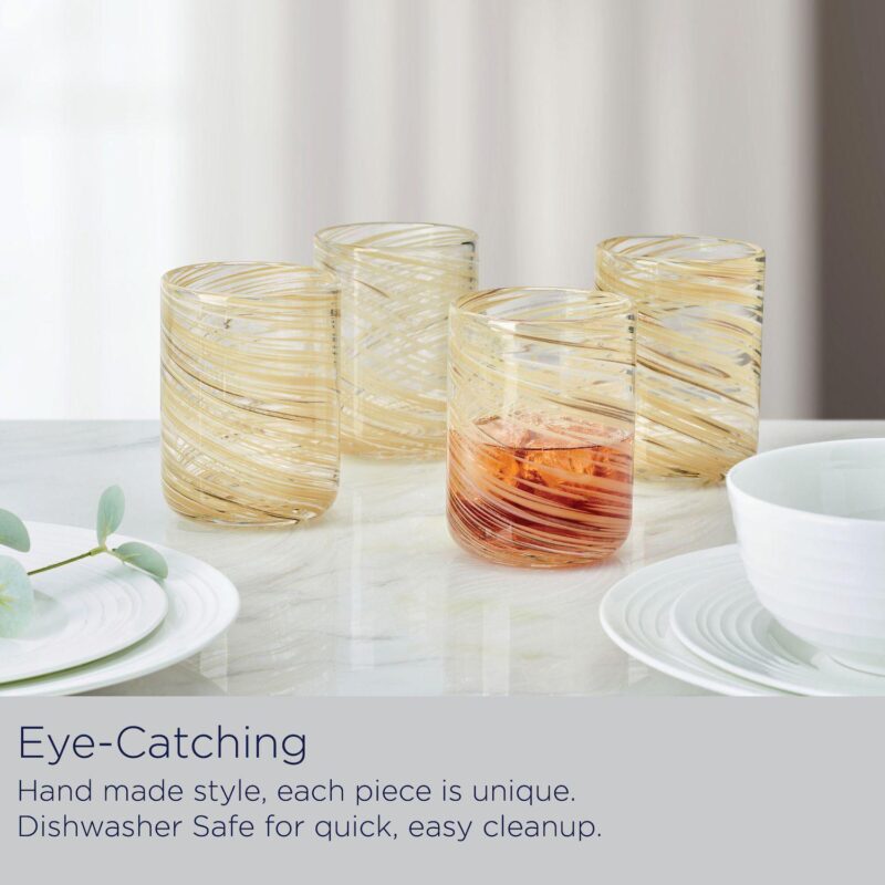 Mikasa Color Swirl 4 pc Honey Double Old Fashioned Glass Set - Image 2