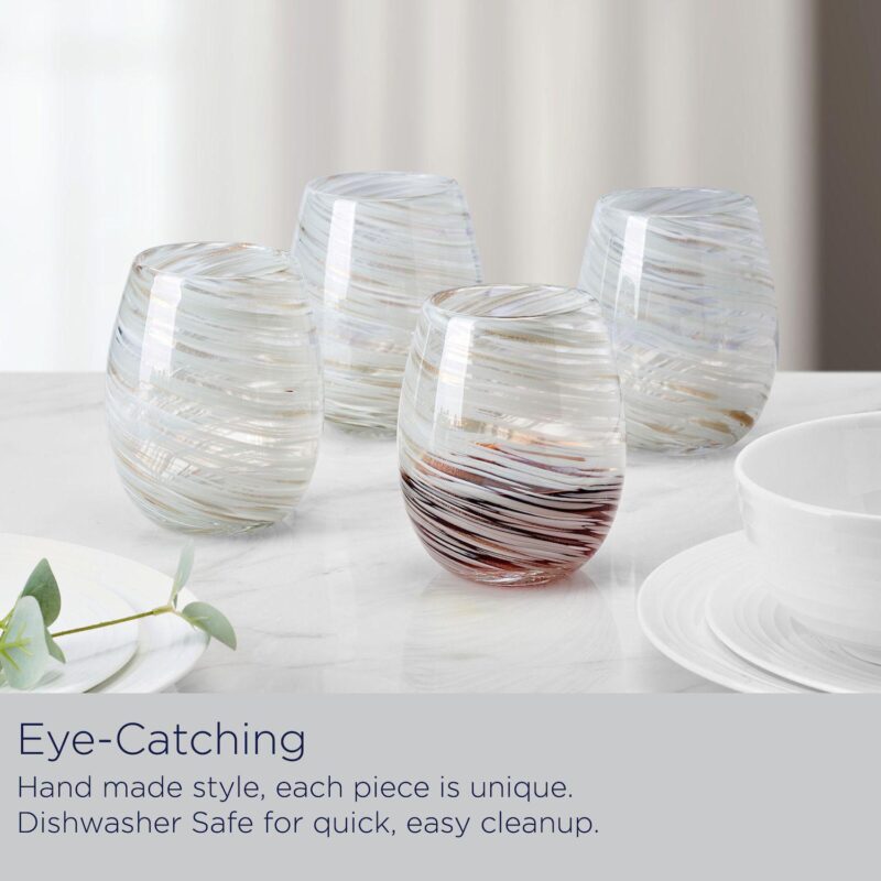 Mikasa Color Swirl Gray 4 pc Stemless Wine Glass Set - Image 2