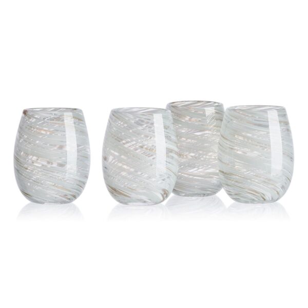 Mikasa Color Swirl Gray 4 pc Stemless Wine Glass Set