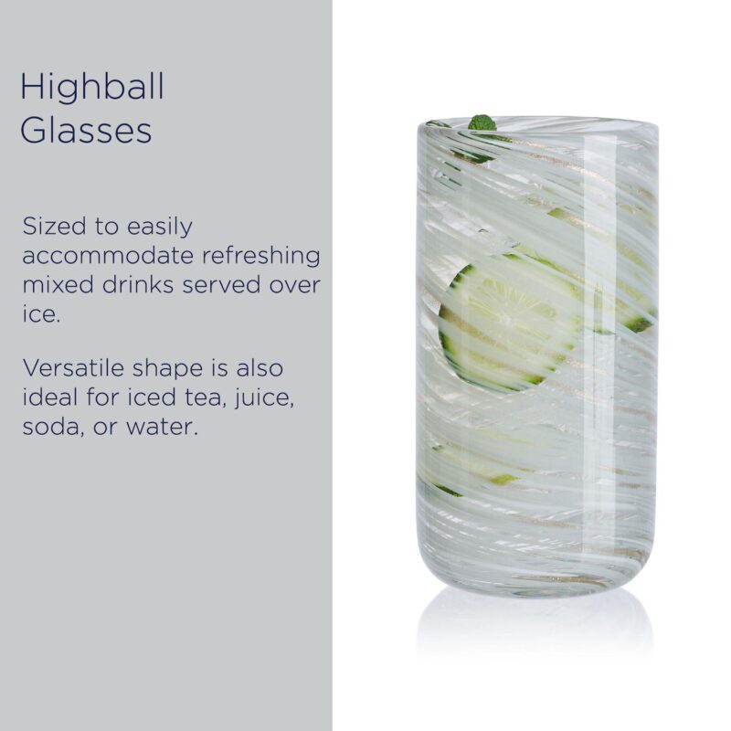 Mikasa Color Swirl Gray 4 pc Highball Glass Set - Image 3