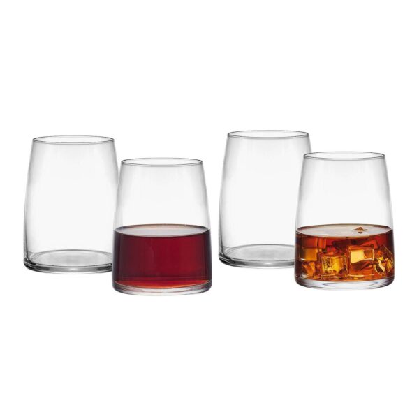 Mikasa Cora 4 pc Stemless Wine Double Old Fashioned Glasses Set