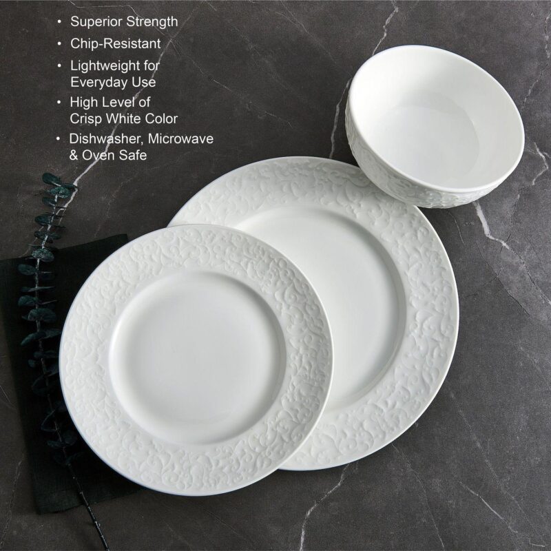Mikasa Embossed Parchment 18-Piece Bone China Dinnerware Set - Image 3