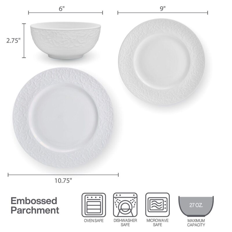 Mikasa Embossed Parchment 18-Piece Bone China Dinnerware Set - Image 8