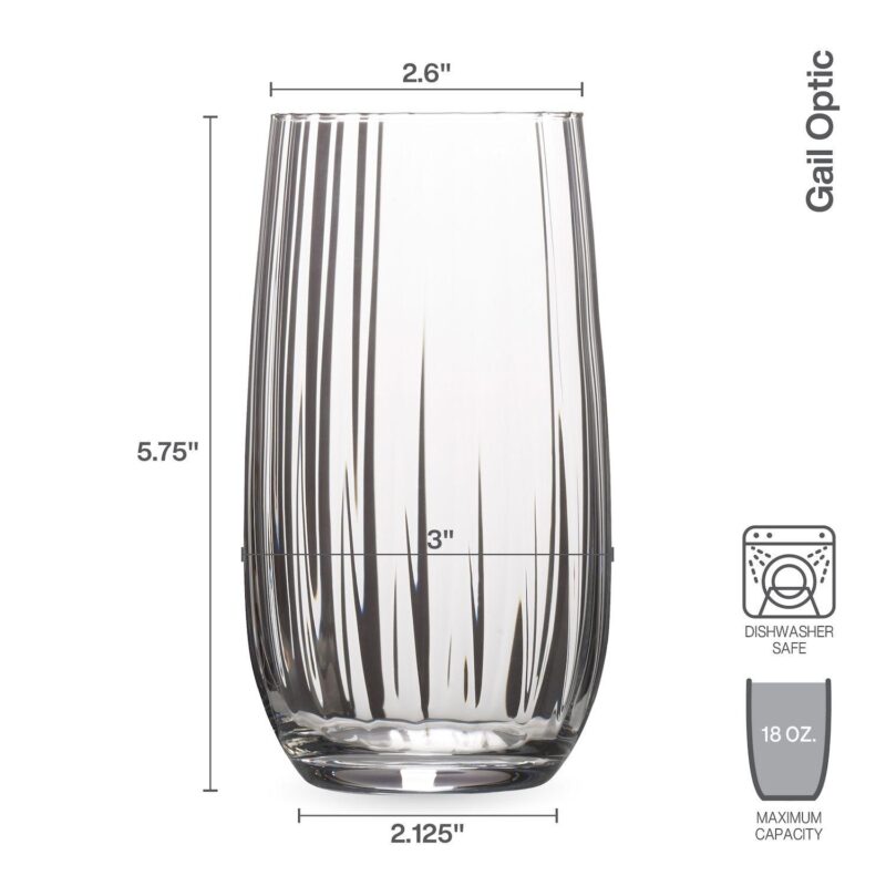 Mikasa Gail Optic 4 pc Highball Glasses Set - Image 6