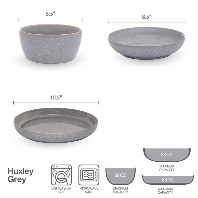 Mikasa Huxley Grey 9-Piece Dinnerware Set - Image 5