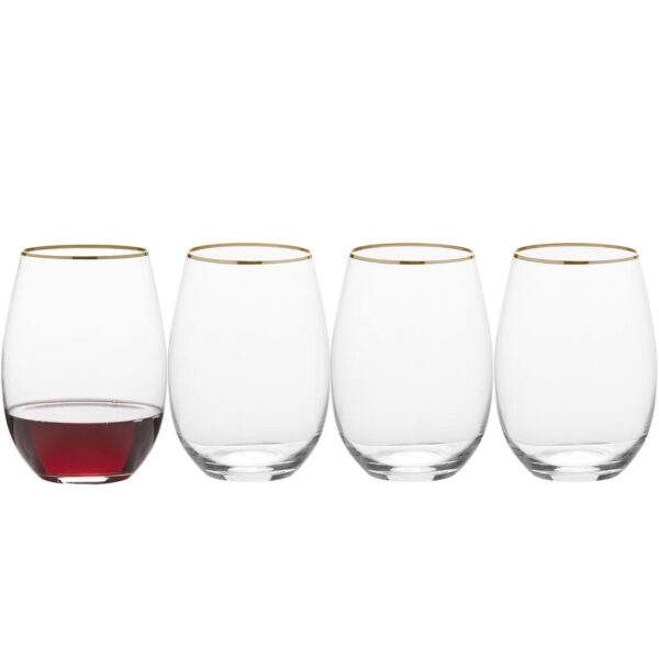 Mikasa Julie Gold 4 pc Stemless Wine Glasses Set