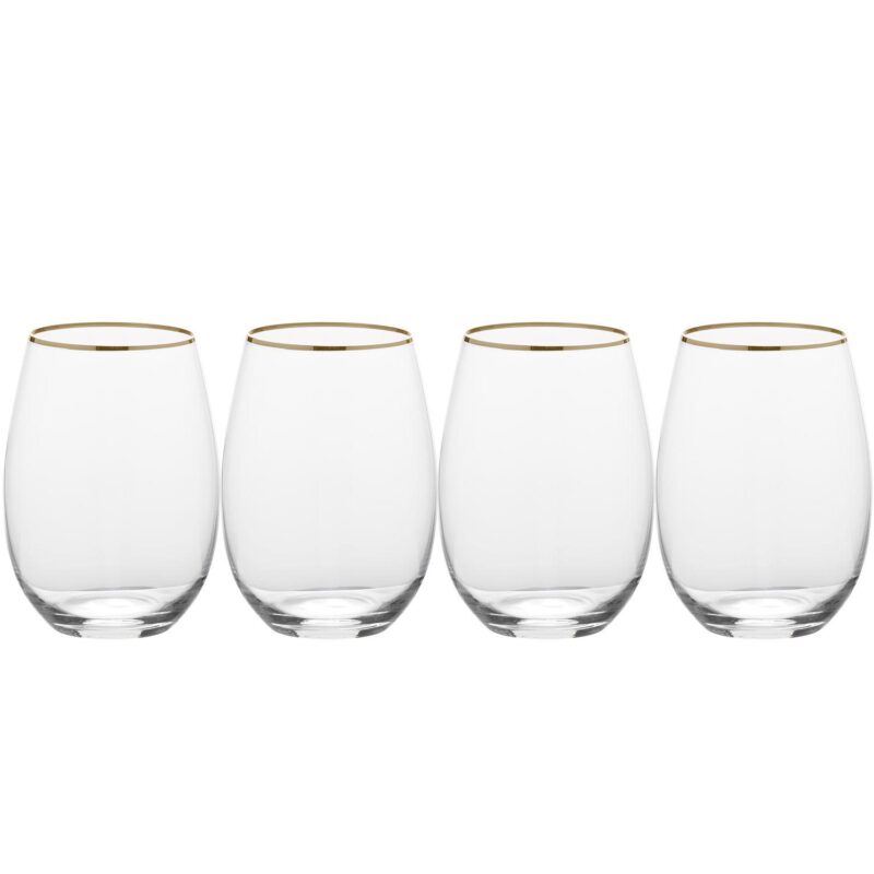 Mikasa Julie Gold 4 pc Stemless Wine Glasses Set - Image 3