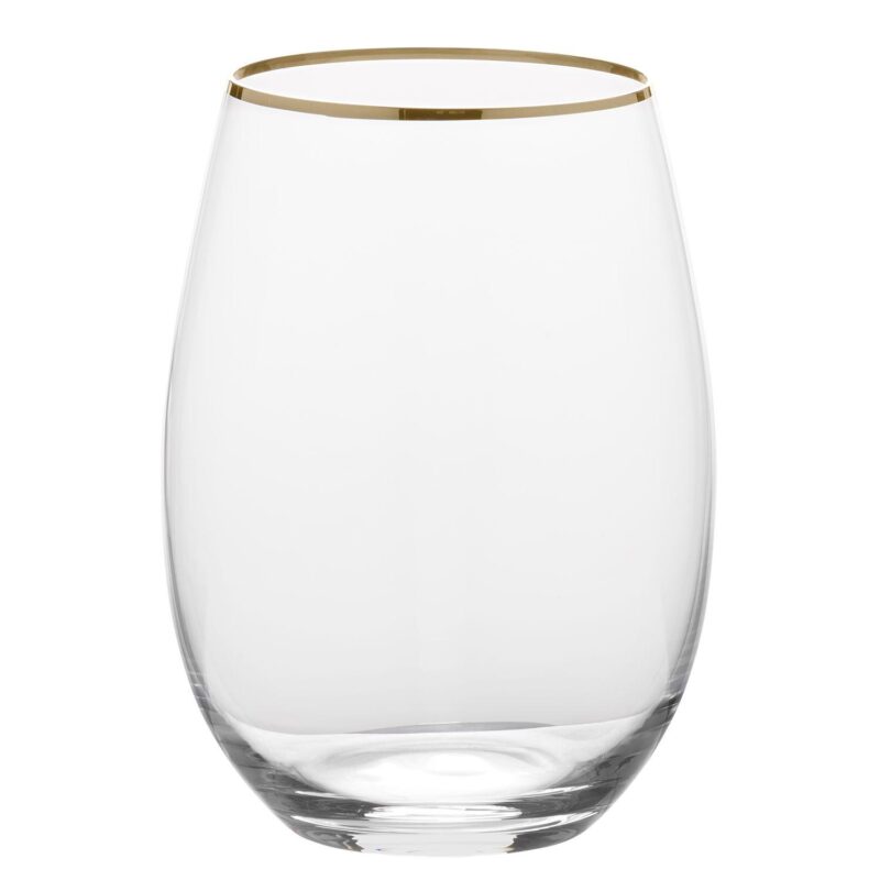 Mikasa Julie Gold 4 pc Stemless Wine Glasses Set - Image 4