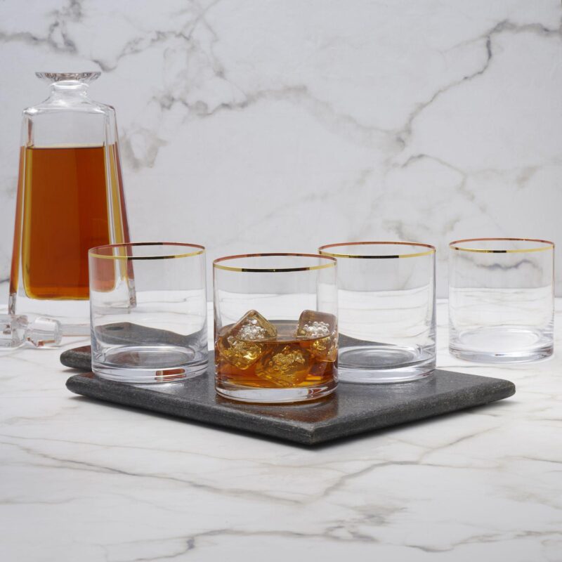 Mikasa Julie Gold 4 pc Double Old Fashioned Glasses Set - Image 2