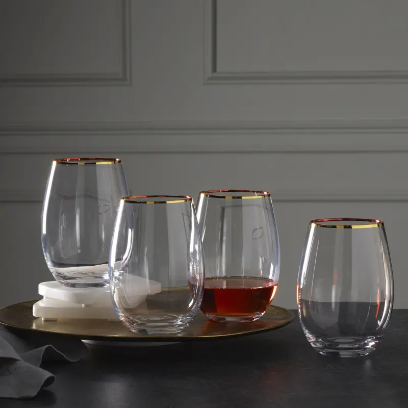 Mikasa Julie Gold 4 pc Stemless Wine Glasses Set - Image 2