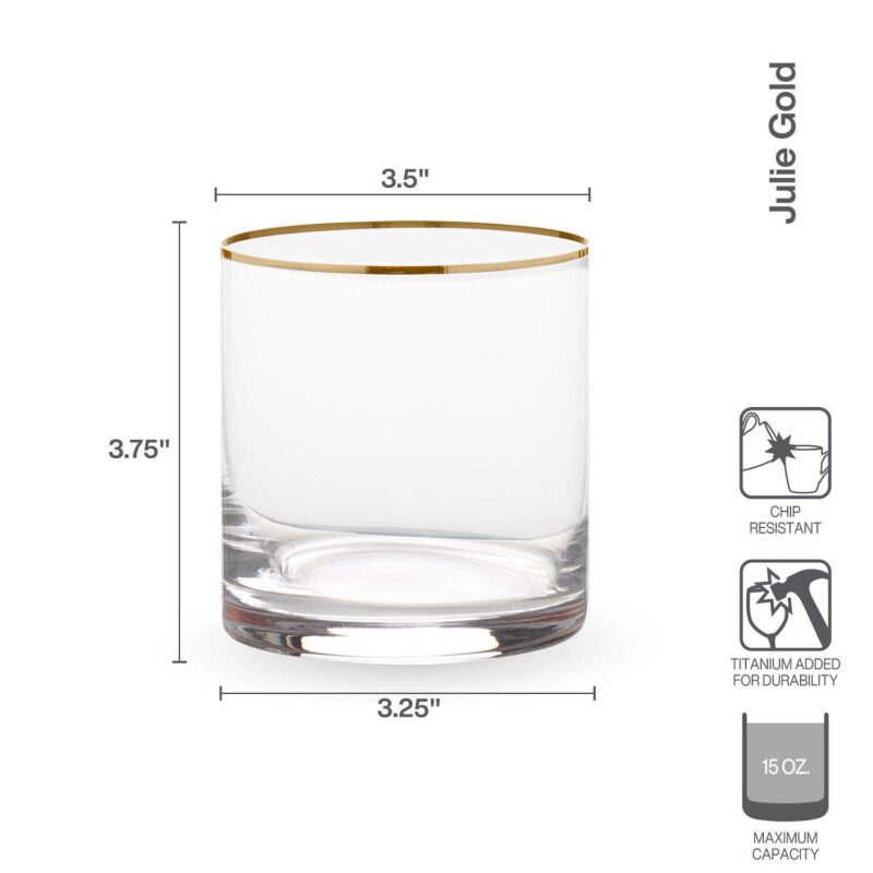 Mikasa Julie Gold 4 pc Double Old Fashioned Glasses Set - Image 6