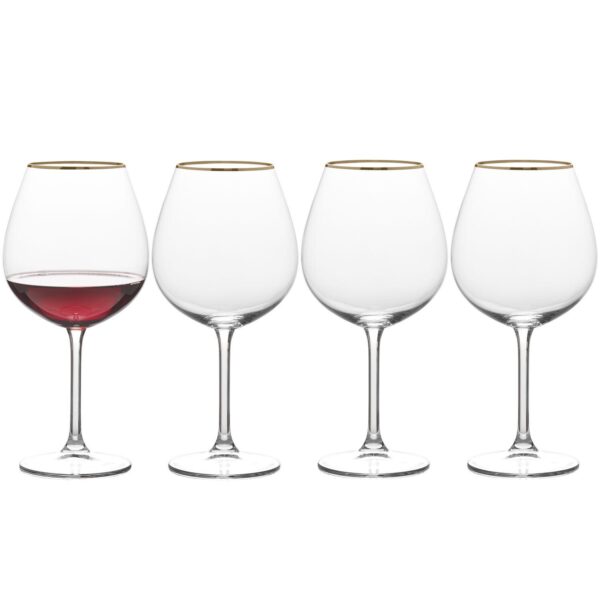 Mikasa Julie Gold 4 pc Red Wine Glasses Set