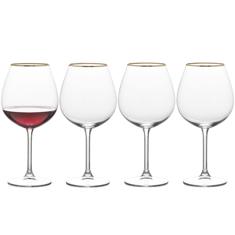 Mikasa Julie Gold 4 pc Red Wine Glasses Set
