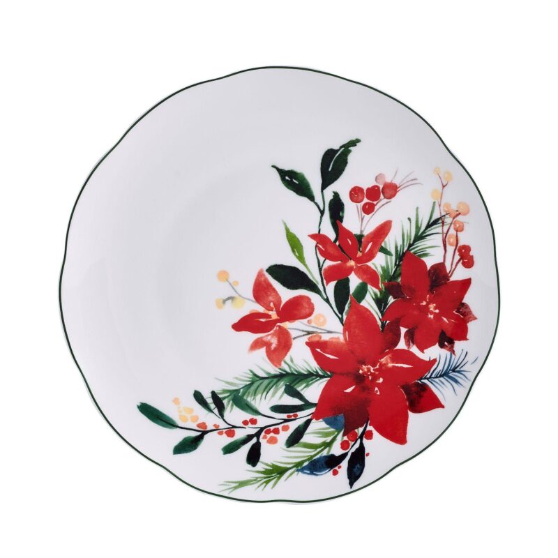 Mikasa Merry Poinsettia 12-Piece Dinnerware Set - Image 3