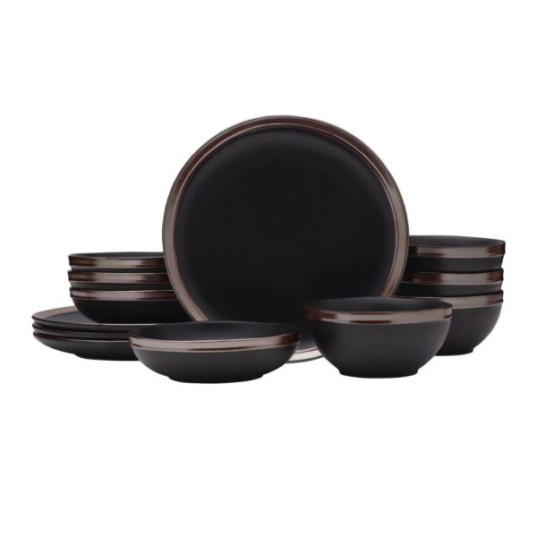 Mikasa Miller Black 12-Piece Stoneware Dinnerware Set