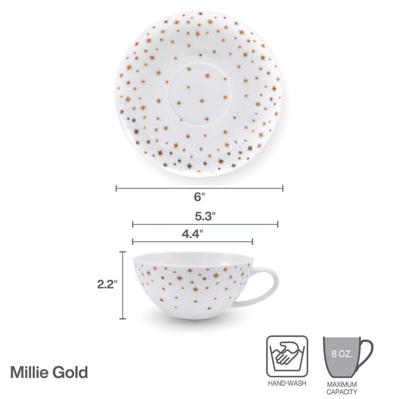Mikasa Millie Gold 4 pc Cup and Saucer Set - Image 4