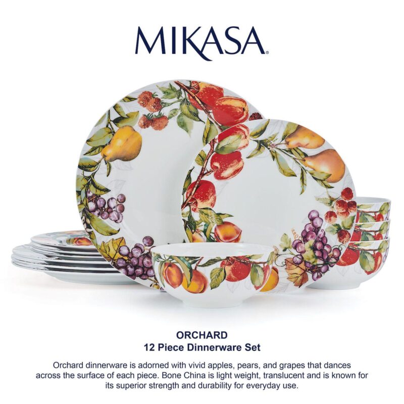 Mikasa Orchard 12-Piece Bone China Dinnerware Set - Image 8