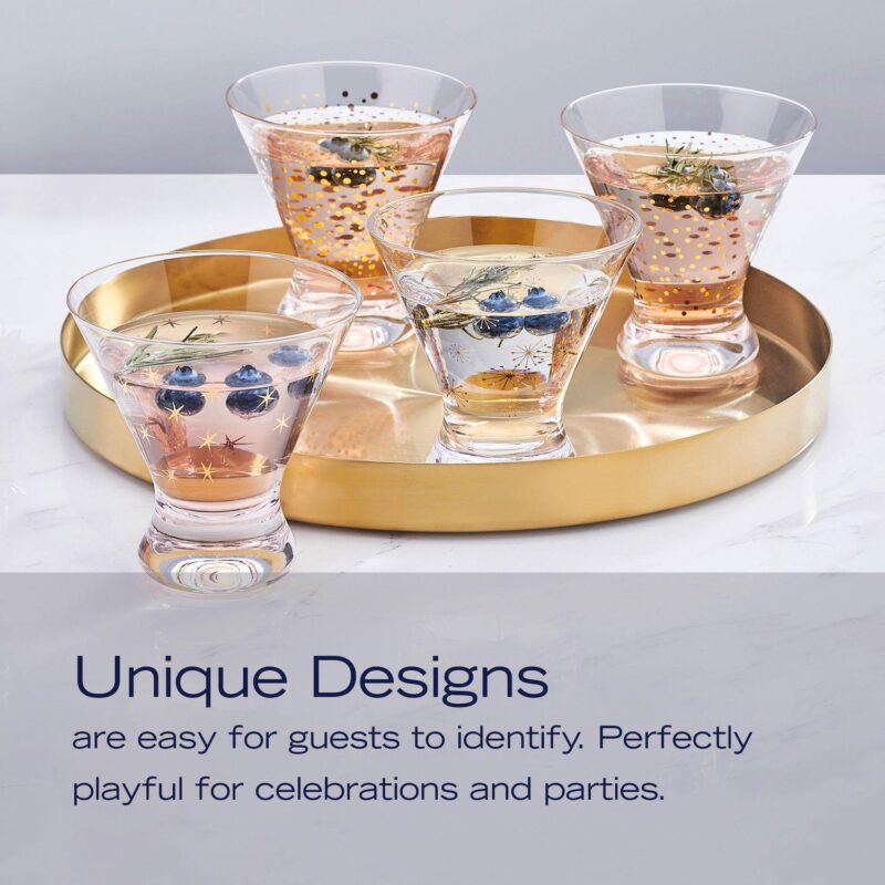 Mikasa Party 4 pc Stemless Martini Glasses Set - Image 5