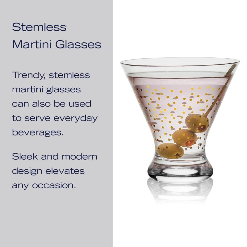 Mikasa Party 4 pc Stemless Martini Glasses Set - Image 4