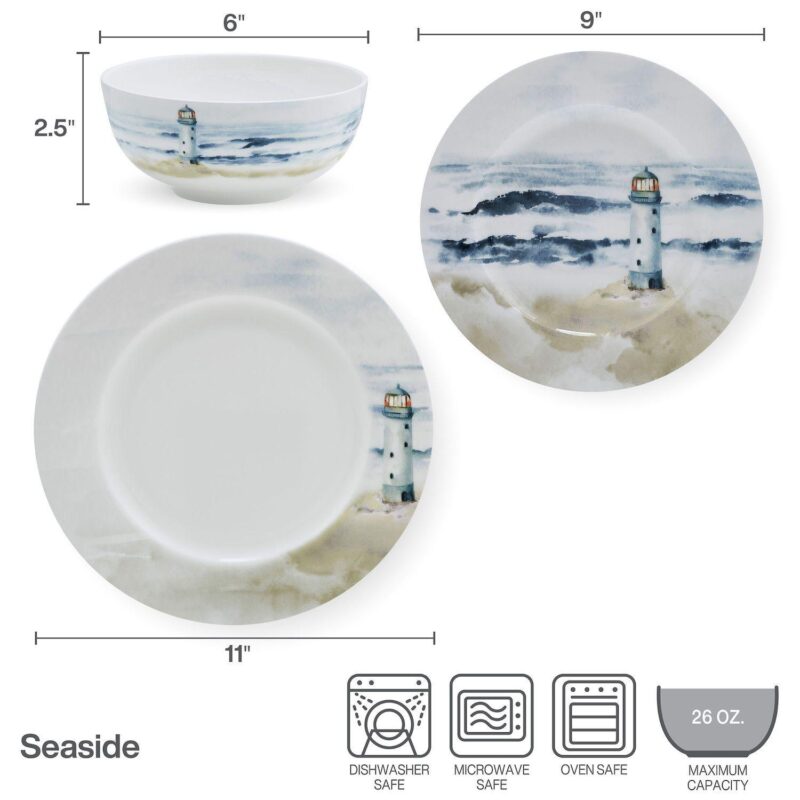Mikasa Seaside 12-Piece Bone China Dinnerware Set - Image 8