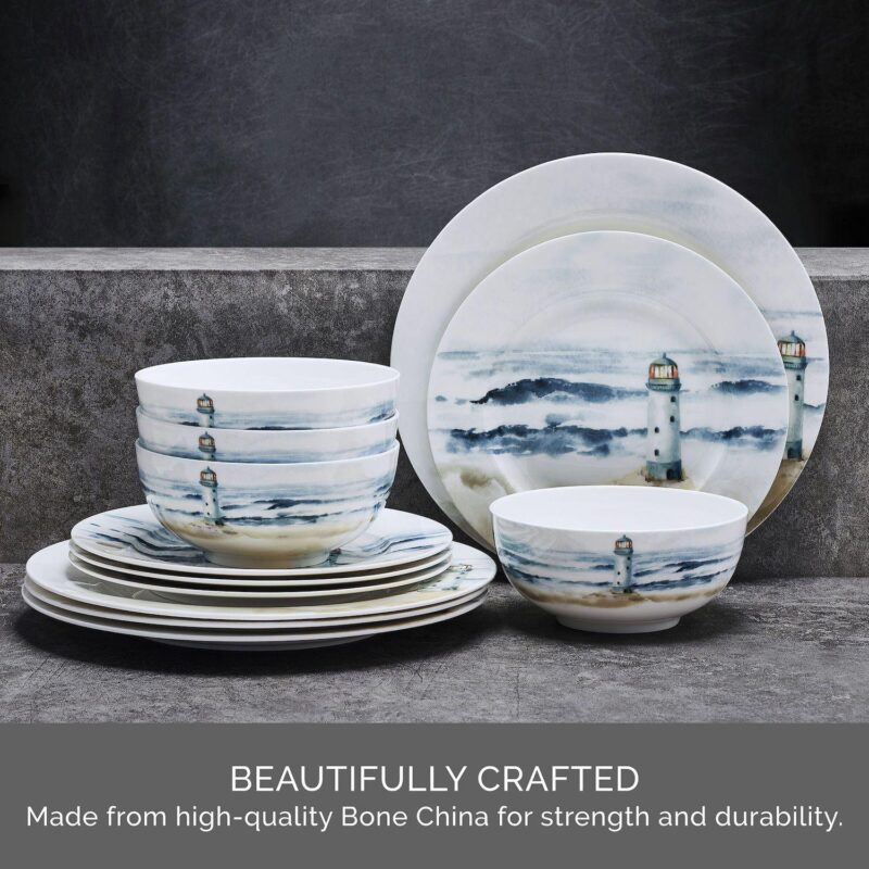Mikasa Seaside 12-Piece Bone China Dinnerware Set - Image 3