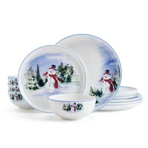 Mikasa Snowman Forest 12-Piece Dinnerware Set