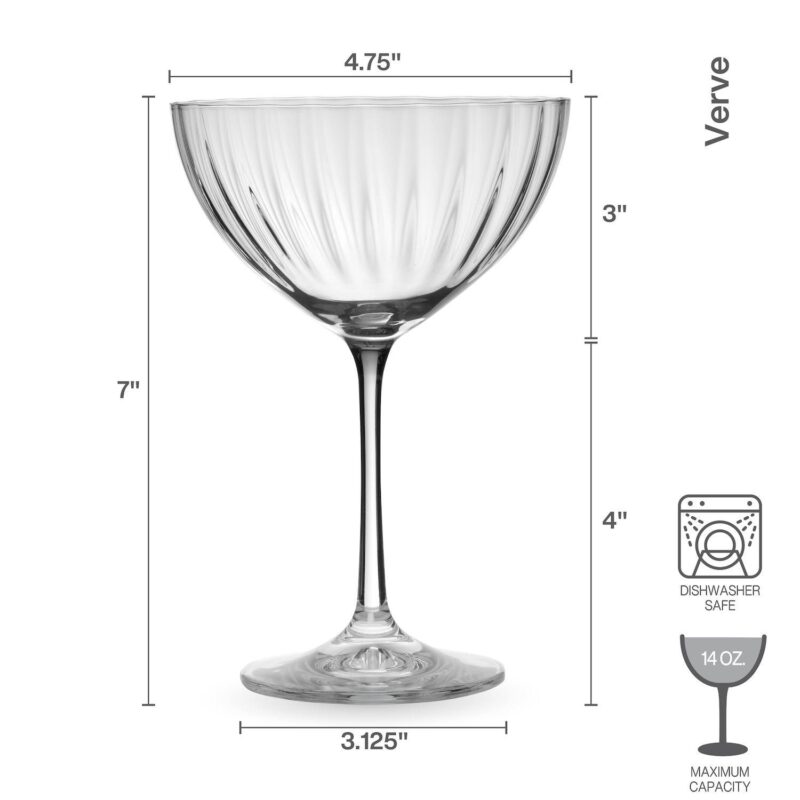 Mikasa Verve 4 pc Cocktail Coupe Glasses Set - Image 5