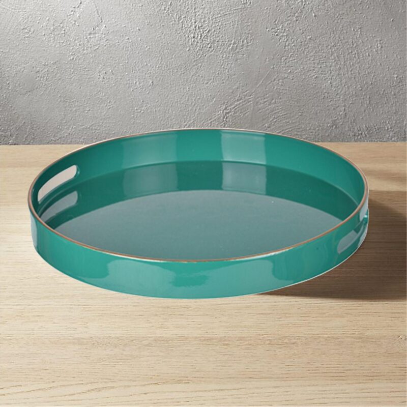 Mimosa Round Tray With Cutout Handles, Green - Image 2