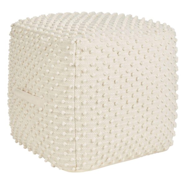 Mina Victory Lifestyle Loop Dots Ivory Indoor Pouf with Side Handles