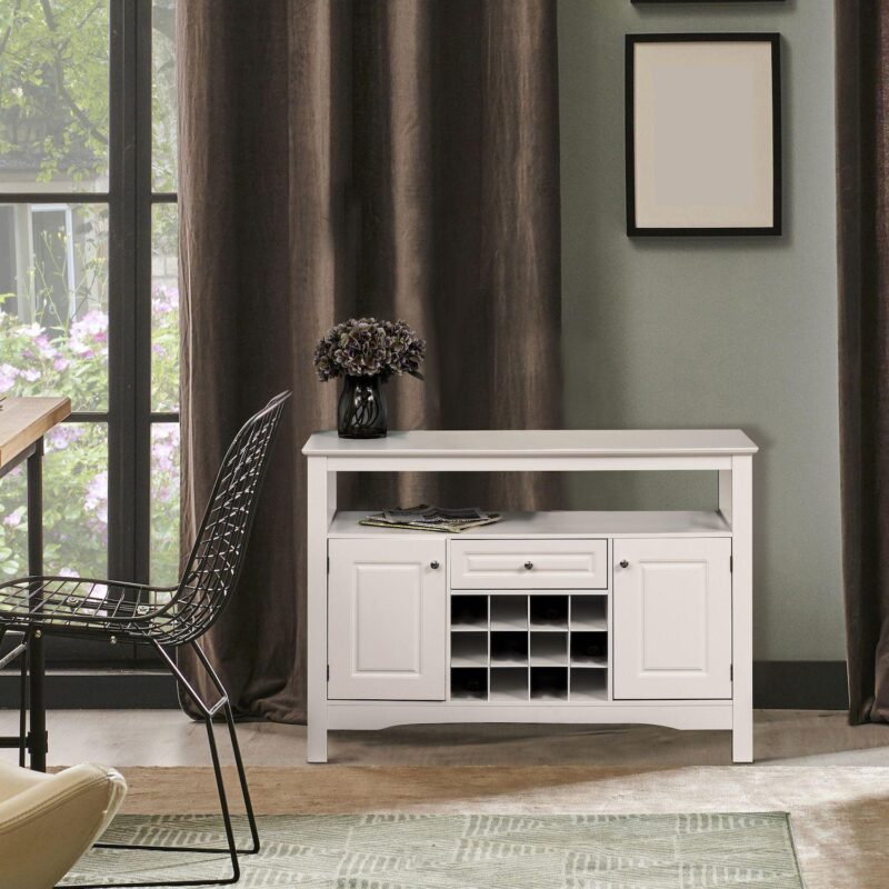 Minimalist Food And Drink Buffet Sideboard With Storage And Natural Wood Top - Image 2