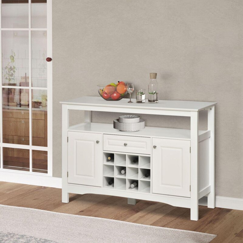 Minimalist Food And Drink Buffet Sideboard With Storage And Natural Wood Top - Image 4