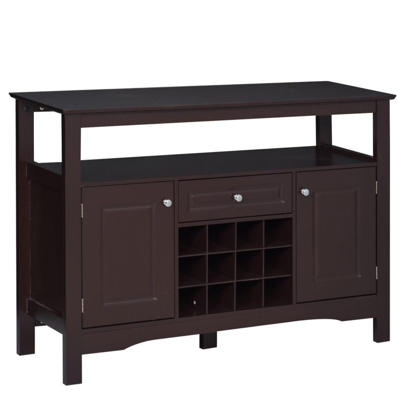 Minimalist Food And Drink Buffet Sideboard With Storage And Natural Wood Top