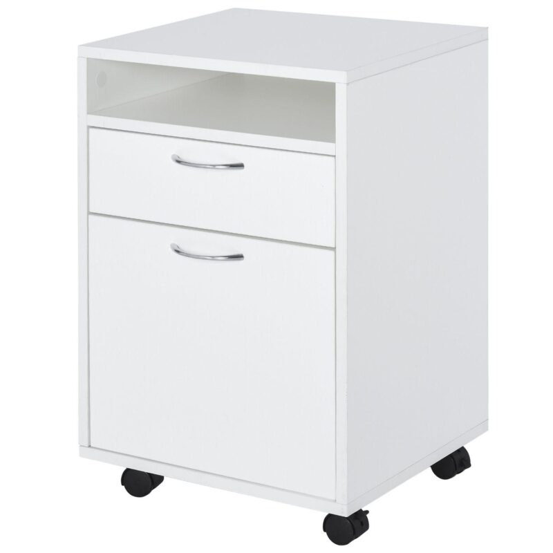 Mobile File Cabinet Organizer Home Office Filing Organizer W/ Castor, Key, Brown - Image 6